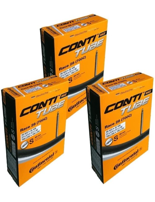 Continental Race 28" 700x20-25c Inner Tubes - 80mm Long Presta Valve (Pack of 3 Tubes)