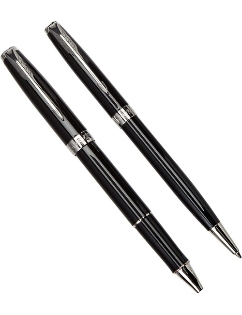 PARKER Sonnet Ballpoint Pen, Black Lacquer with Gold Trim, Medium Point Black Ink