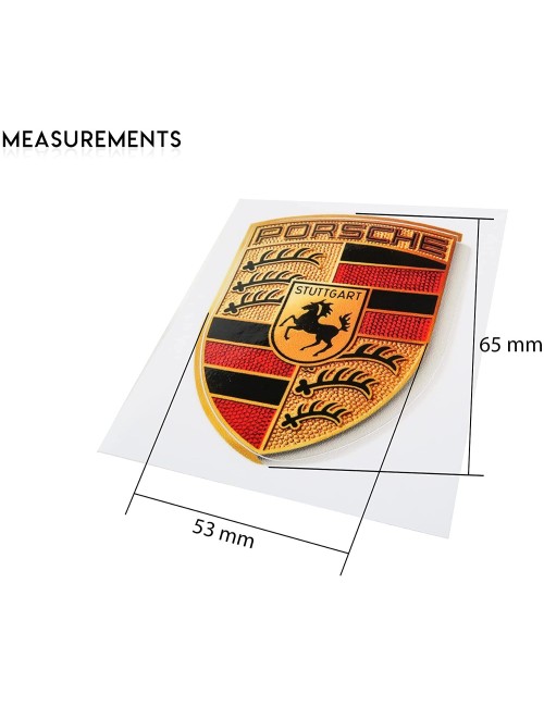 Porsche Crest Sticker Logo (65mm X 53mm) - GT3 RS 4.0/GT2 Style Porsche Emblem Logo Sticker Including Wipe (1)