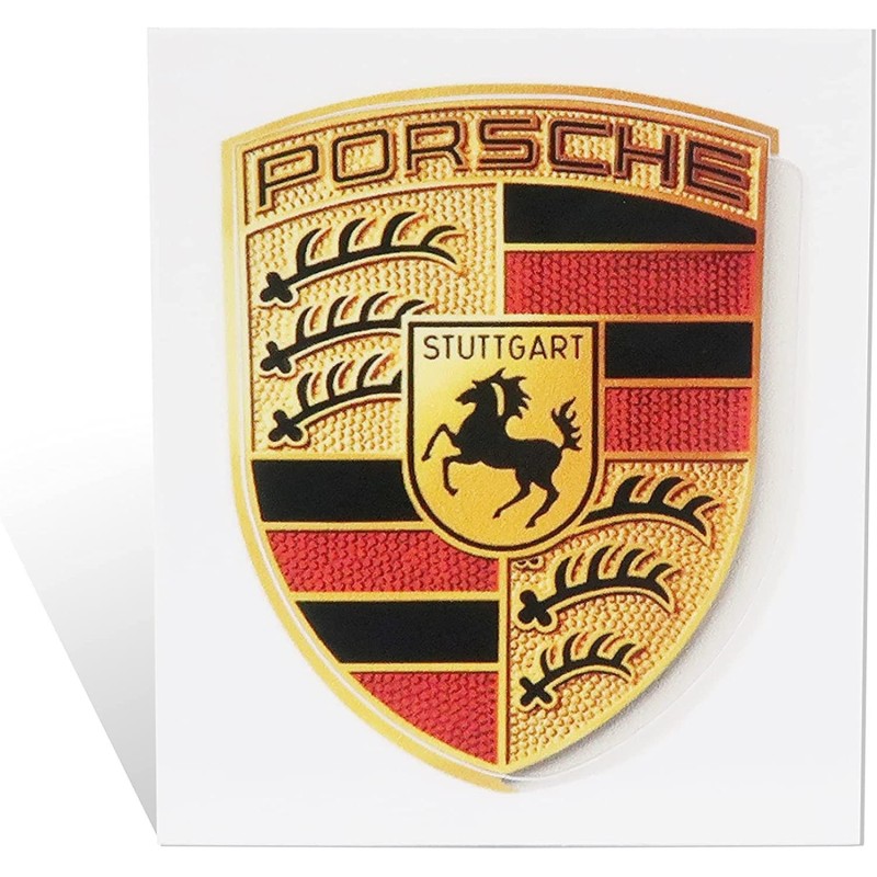 Porsche Crest Sticker Logo (65mm X 53mm) - GT3 RS 4.0/GT2 Style Porsche Emblem Logo Sticker Including Wipe (2)