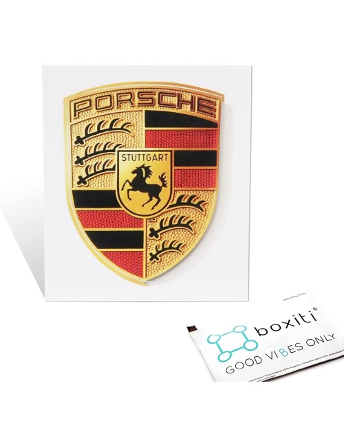 Porsche Crest Sticker Logo (65mm X 53mm) - GT3 RS 4.0/GT2 Style Porsche Emblem Logo Sticker Including Wipe (2)