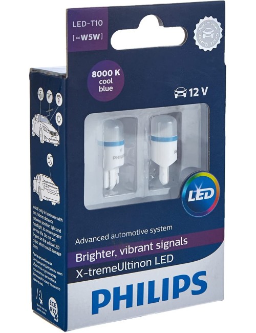 Philips Xtreme Vision 360 LED W5W T10 194 168 (8000K Cool Blue) 2 Pack