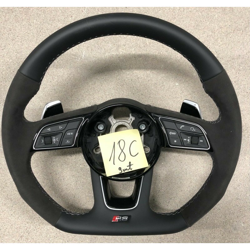 Audi RS Line A4 A5 S4 S5 Flat Bottom Half Alcantara Leather Steering Wheel 18C