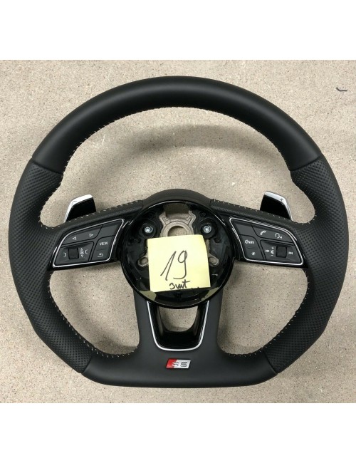 Audi S5-Line A4 A5 S4 S5 Leather Half Perforated Flat Bottom Steering Wheel 19