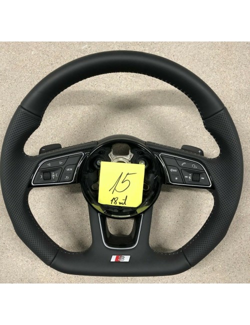 Audi S-Line A4 A5 S4 S5 Leather Half Perforated Flat Bottom Steering Wheel 15