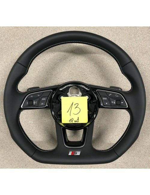 Audi A4 S4 A5 S5 Q5 SQ5 Flat Bottom Black Leather S-Line Steering Wheel 13