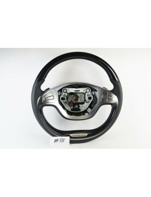 Mercedes- Benz S Class W222 S550 S63AMG Black Wood & Leather Steering Wheel 55