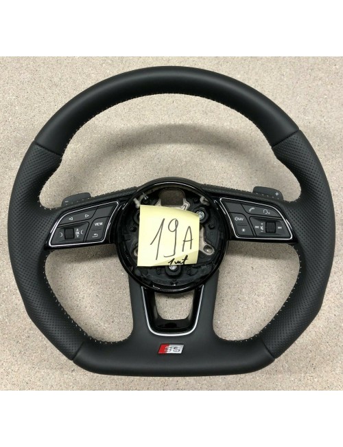 Audi S5-Line A4 A5 S4 S5 Leather Half Perforated Flat Bottom Steering Wheel 19A