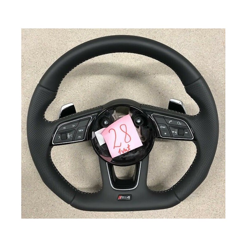 Audi RS4-Line A4 A5 S4 S5 Half Perforated Flat Bottom MLF Steering Wheel 28