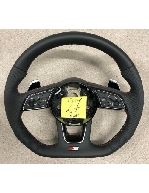 Audi S-Line A4 A5 S4 S5 Half Perforated Flat Bottom MLF Steering Wheel 27