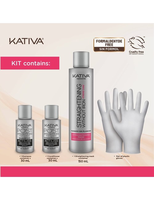 Kativa Anti-Frizz Xtreme Care, Home Use Straightening Treatment, Rebuild Damaged Hair and Straighten Waves and Frizz with