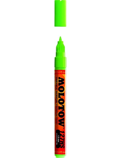 Molotow ONE4ALL Acrylic Paint Marker, 1.5mm, Neon Green Fluorescent, 1 Each (127.432)