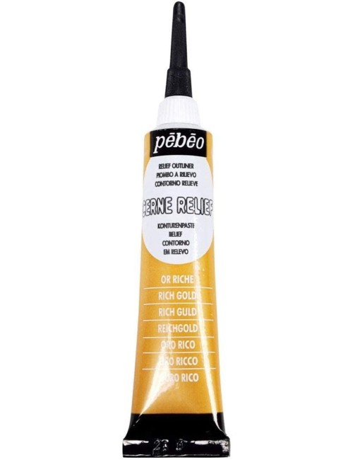Pebeo Vitrail, Cerne Relief Dimensional Paint, 20 ml Tube with Nozzle - Rich Gold