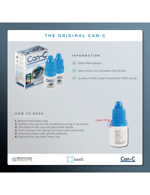 Can-C Eye Drops 5ml Liquid (2 in 1 Pack) Can C Cataract Eye Drops N-Acetylcarnosine, Human and Animal Eye, Cataract Eye Drops