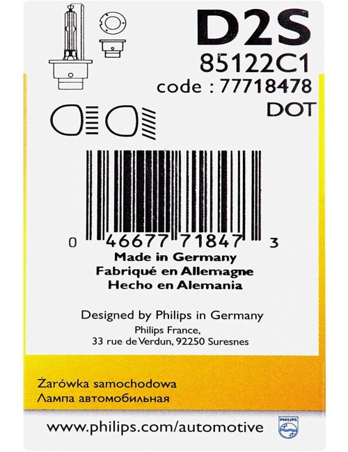 Philips | D2S Standard Authentic 85122C1 Xenon HID | Headlight Bulb 1 Pack  - 2
