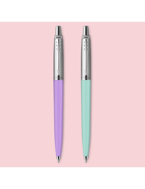 Parker Jotter Originals Ballpoint Pen Pastel Collection | Pink & Blue 50s Finishes | Medium Point | Blue Ink | 2 Count