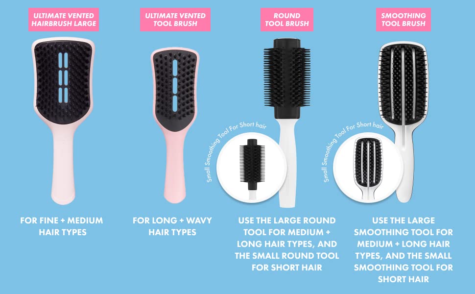 Styling tools: Ultimate Vented Tool Brush Regular and Large, Round Tool Brush, Smoothing Tool Brush