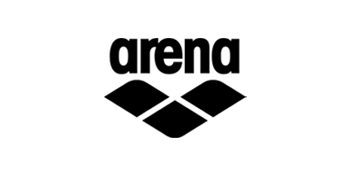 arena logo in black on white background, racing and training swimwear and accessories