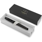 PARKER IM Fountain Pen | Matte Grey with Black Trim | Fine Point with Blue Ink Cartridge | Gift Box