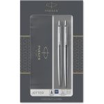 Parker Jotter Duo Gift Set with Ballpoint Pen & Mechanical Pencil (0.5mm) | Stainless Steel with Chrome Trim | Blue Ink Refill