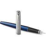 Parker Jotter Fountain Pen, Royal Blue Metal Body, Medium Point, Blue Ink, Includes Gift Box