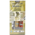 PEBEO 3 x 20 ml Vitrail Cerne Relief Glass Outliner Set, Metal Silver/Gold/Copper