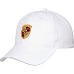 Porsche | Crest Logo White Baseball Cap | 100% cotton