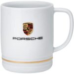 Porsche Crest Porcelain Cup White with Gold Ring Mug