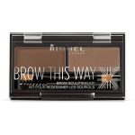 Rimmel Brow This Way Sculpting Kit, Dark Brown, Powder 0.04 oz., Wax 0.03 oz., Brow Sculpting & Styling Kit with Eyebrow Wax &
